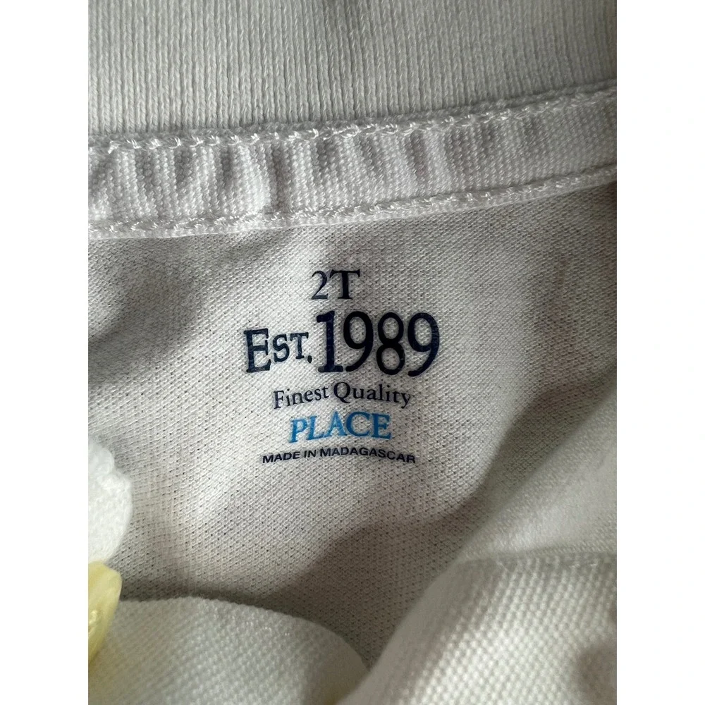The Childrens Place Boys White Short Sleeve Cotton Pique Polo Shirt 2T 0282